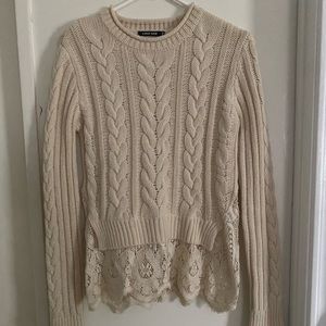 Love Sam Ivory Sweater with Lace Trim size XS